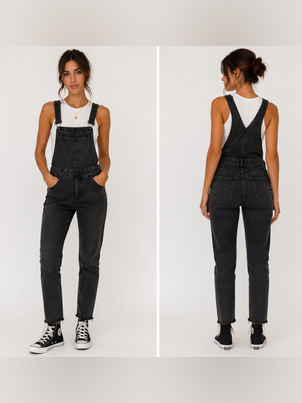 Madewell Charcoal Black Denim Overalls XS Adjustable Strap Skinny Leg Jumpsuit